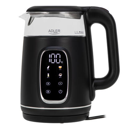 adler-ad-1305-electric-kettle-glass-with-led-display-temperature-regulation-17l-black-silver
