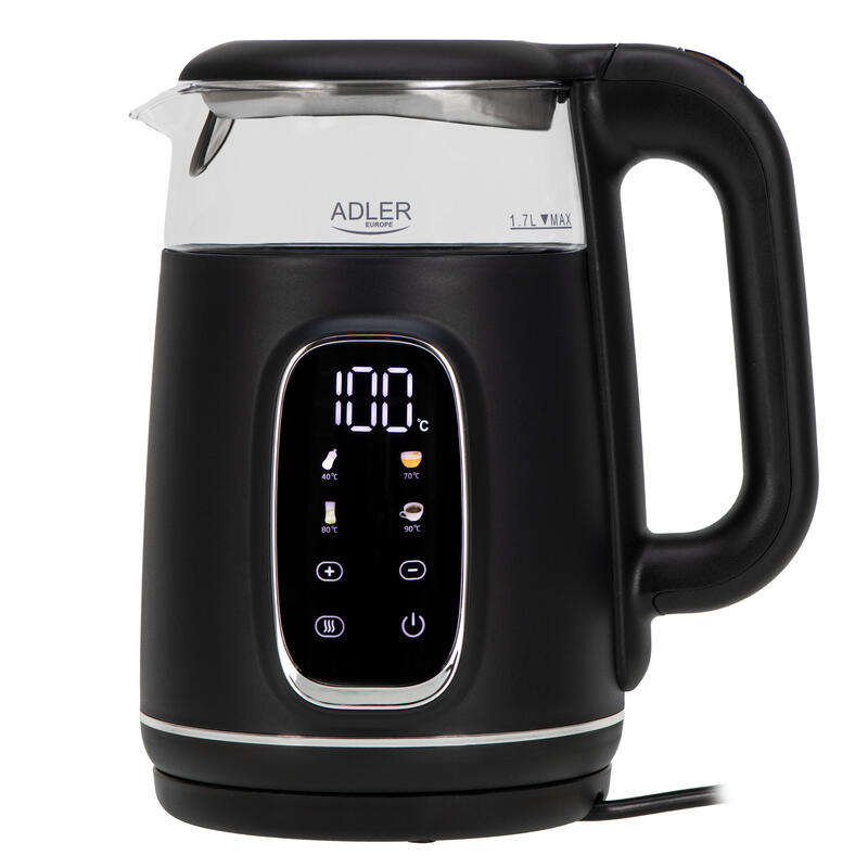 adler-ad-1305-electric-kettle-glass-with-led-display-temperature-regulation-17l-black-silver