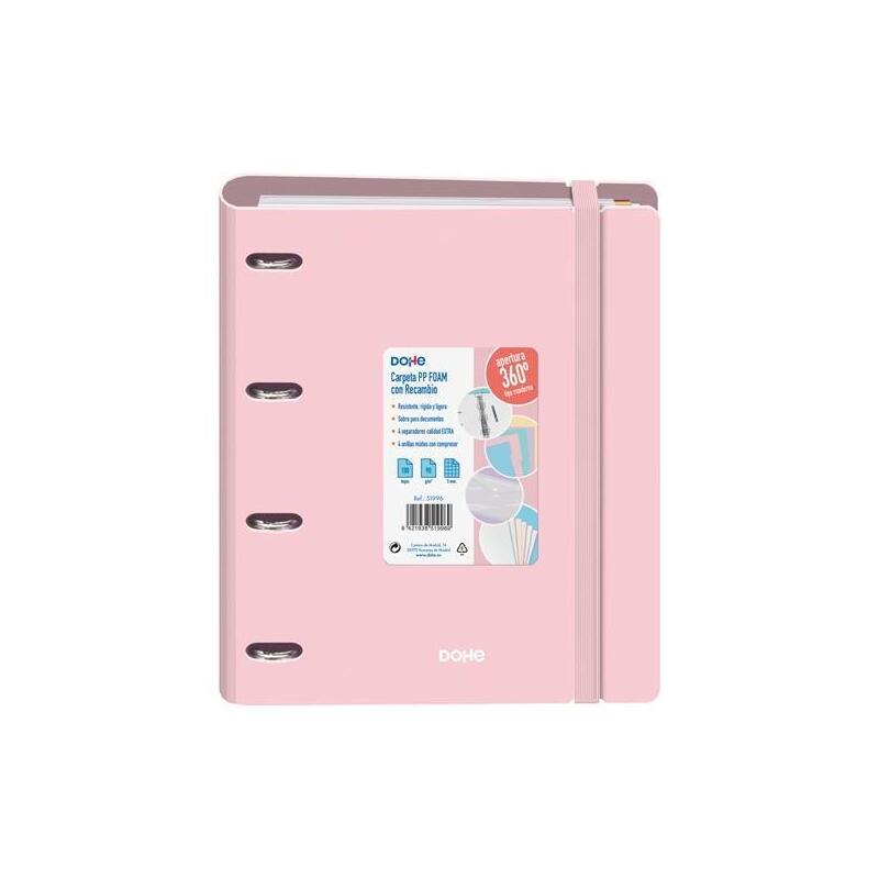 dohe-carpeta-anillas-mixtas-4x35mm-recambio-a4-100h-5x5mm-90gr-4-separadores-polyfoam-rosa-pastel