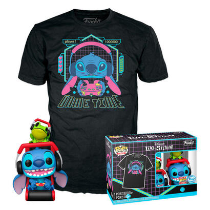 set-figura-pop-tee-disney-stitch-gamer-stitch-with-frog-talla-l