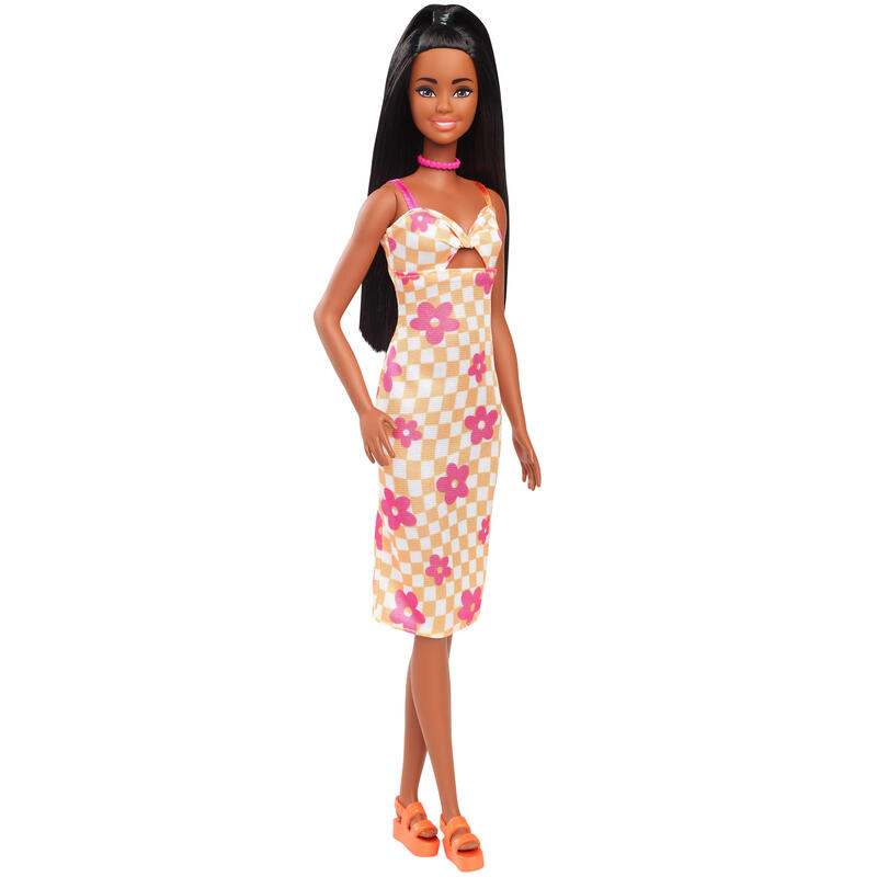 muneca-barbie-fashionista-con-vestido-a-cuadros-rosa-y-naranja-hyt91
