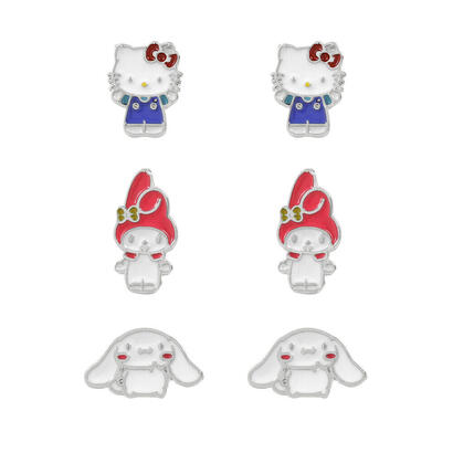 set-3-pares-de-pendientes-hello-kitty-and-friends-plata