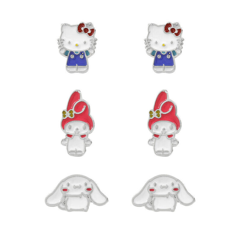 set-3-pares-de-pendientes-hello-kitty-and-friends-plata