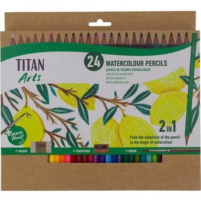 titan-arts-lapices-de-colores-acuarelables-surtidos-estuche-24-ud-pincel-goma-sacapuntas