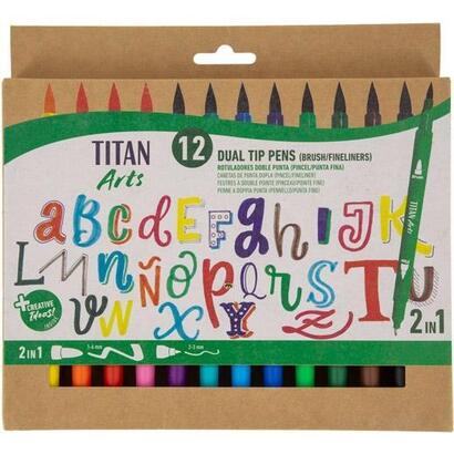 titan-arts-rotuladores-doble-punta-finapincel-colores-surtidos-estuche-12-ud