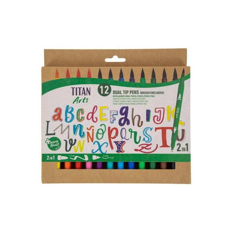 titan-arts-rotuladores-doble-punta-finapincel-colores-surtidos-estuche-12-ud
