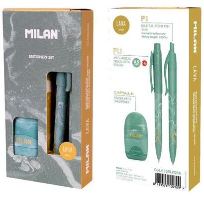 milan-caja-regalo-serie-lava-con-boligrafo-p1-portaminas-pl1-05-y-afilaborra-capsule-verde