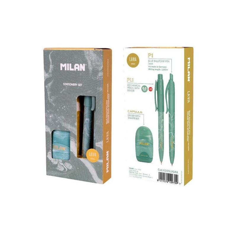 milan-caja-regalo-serie-lava-con-boligrafo-p1-portaminas-pl1-05-y-afilaborra-capsule-verde
