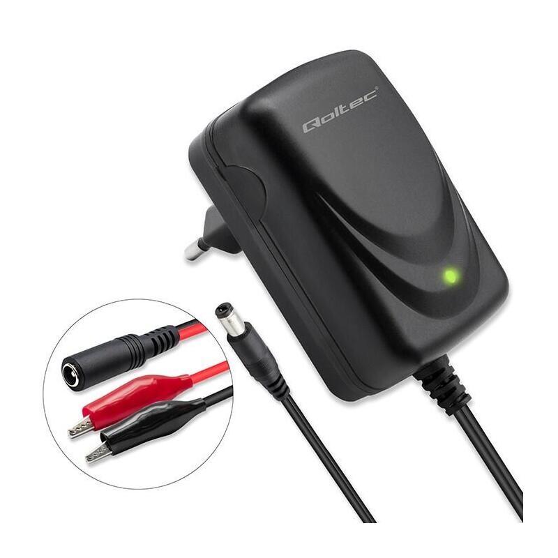 qoltec-52425-automatic-charger-for-agm-gel-std-6v-battery-1a-rectifier-with-led-indicator