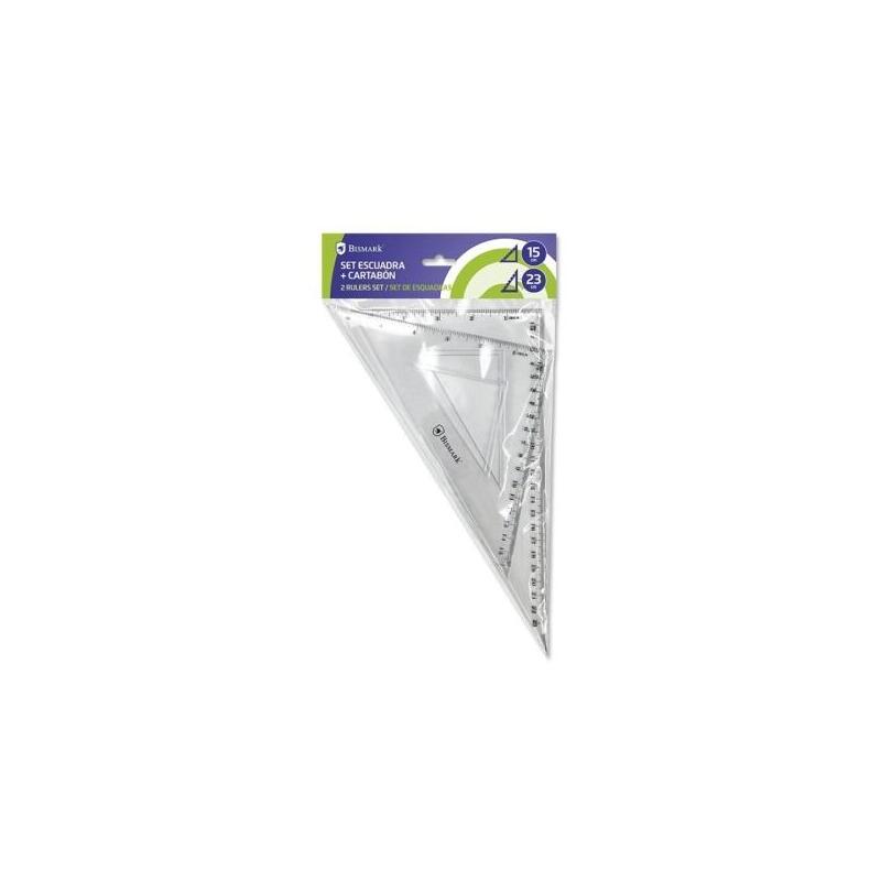 bismark-pack-de-escuadra-15cm-y-cartabon-23cm-fabricados-en-plastico-ideal-para-el-colegio-transparentes