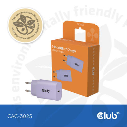 club3d-lifemyle-cargador-usb-c-30watt-2mk-lila-retail