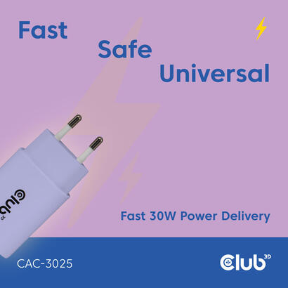 club3d-lifemyle-cargador-usb-c-30watt-2mk-lila-retail
