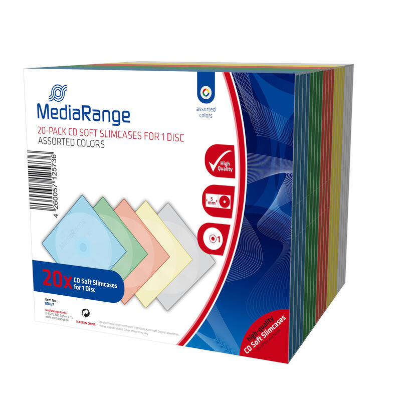 mediarange-cd-leerbox-20pcs-soft-slimcase-color-5x4-retail mediarange-cd-leerbox-20pcs-soft-slimcase-color-5x4-retail