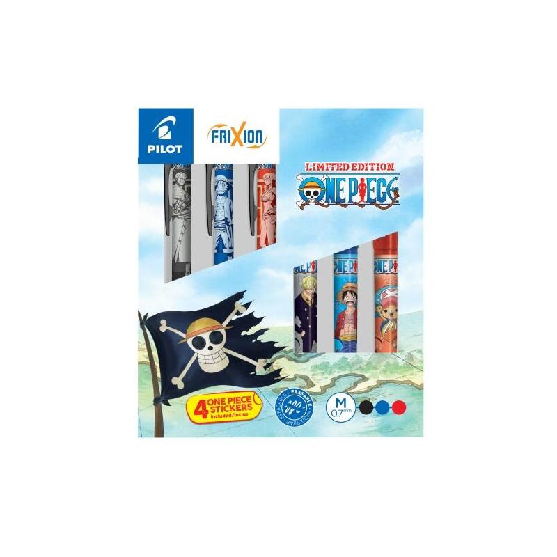 pilot-one-piece-caja-coleccionista-con-3-boligrafos-frixion-ball-3-boligrafos-frixion-ball-plus-4-stickers-de