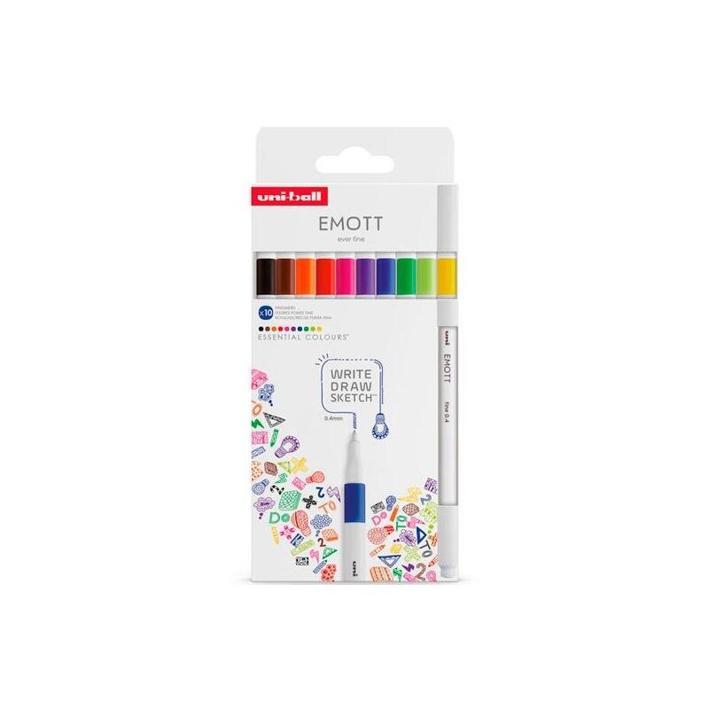 uniball-emott-rotuladores-de-escritura-y-dibujo-colores-esenciales-estuche-10-ud