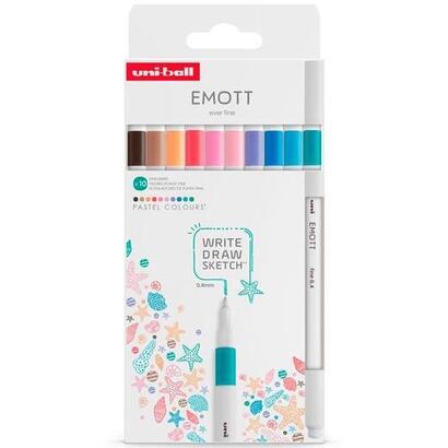 uniball-emott-rotuladores-de-escritura-y-dibujo-colores-pastel-estuche-10-ud