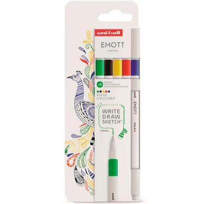 uniball-emott-rotuladores-de-escritura-y-dibujo-colores-vivos-estuche-5-ud