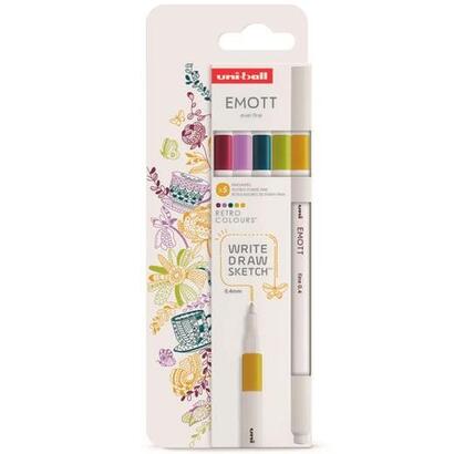 uniball-emott-rotuladores-de-escritura-y-dibujo-colores-retro-estuche-5-ud