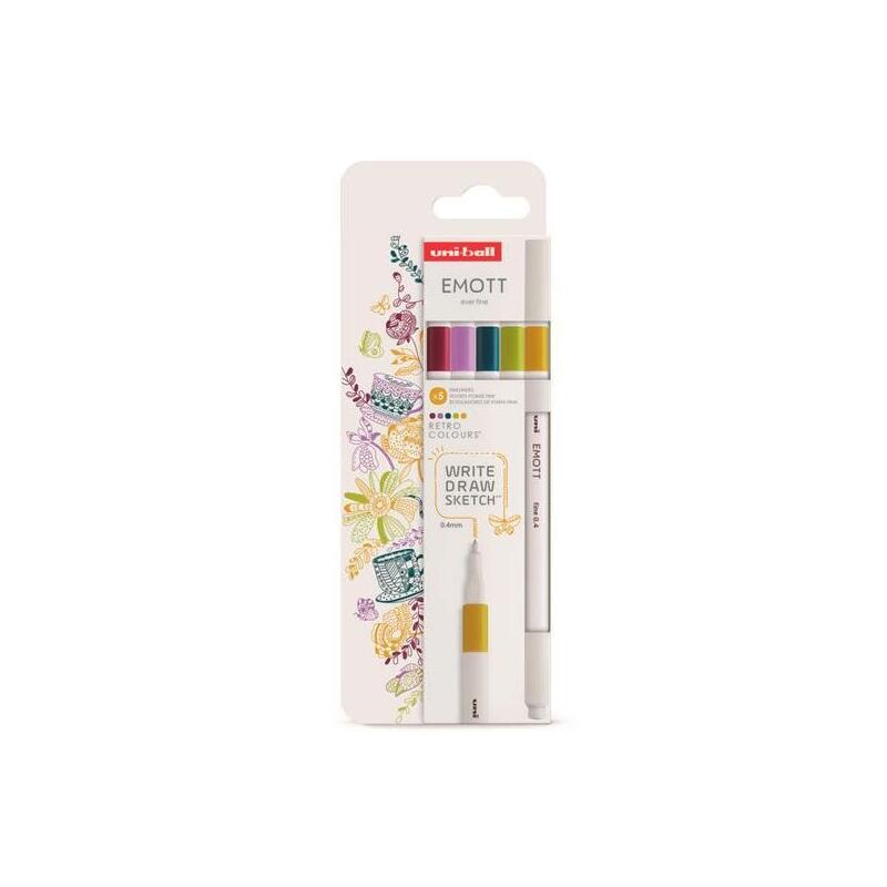 uniball-emott-rotuladores-de-escritura-y-dibujo-colores-retro-estuche-5-ud