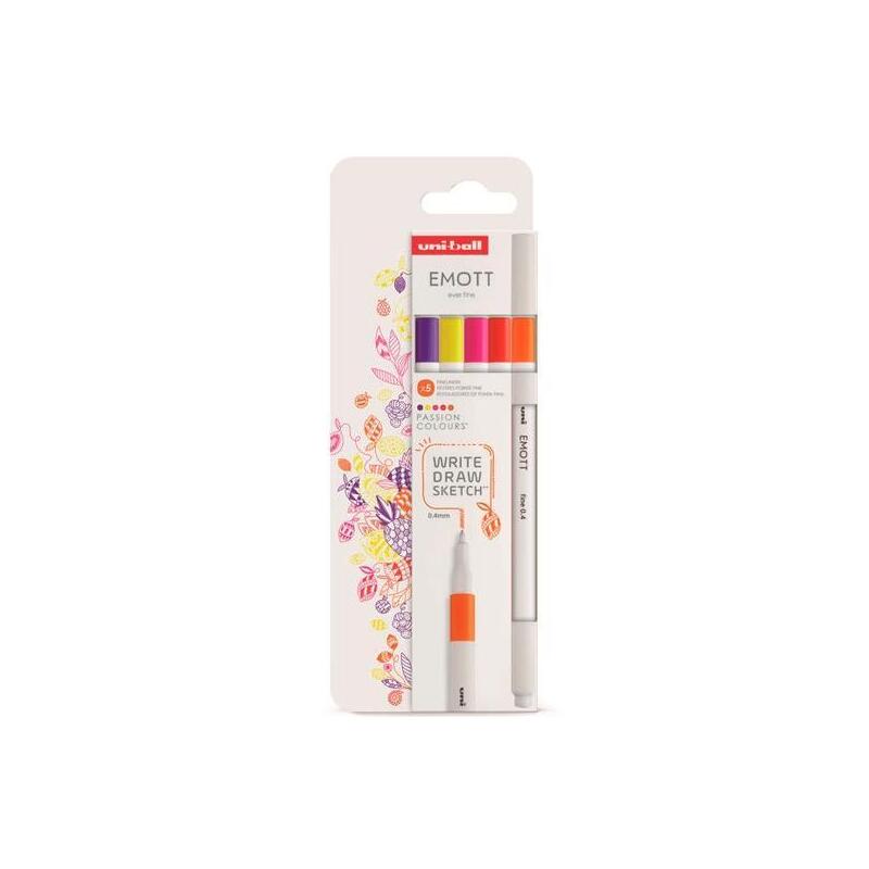 uniball-emott-rotuladores-de-escritura-y-dibujo-colores-pasion-estuche-5-ud