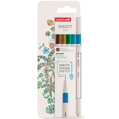 uniball-emott-rotuladores-de-escritura-y-dibujo-colores-tropicales-estuche-5-ud