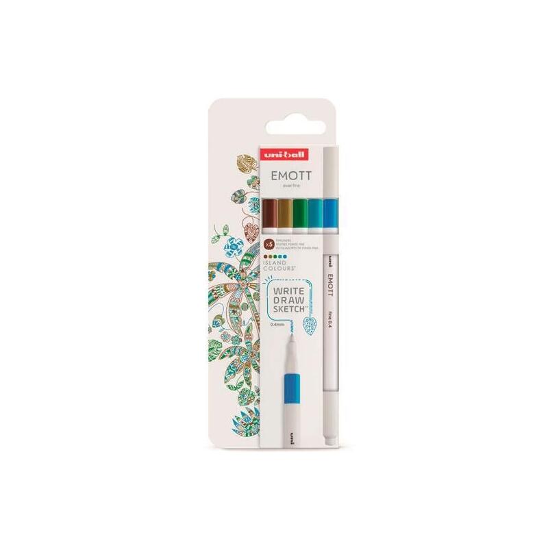 uniball-emott-rotuladores-de-escritura-y-dibujo-colores-tropicales-estuche-5-ud
