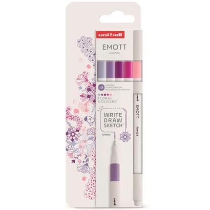 uniball-emott-rotuladores-de-escritura-y-dibujo-colores-florales-estuche-5-ud