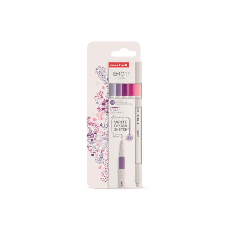 uniball-emott-rotuladores-de-escritura-y-dibujo-colores-florales-estuche-5-ud