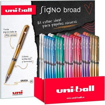 uniball-rollerball-signo-broad-um-153-10mm-surtido-metalico-expositor-36-ud