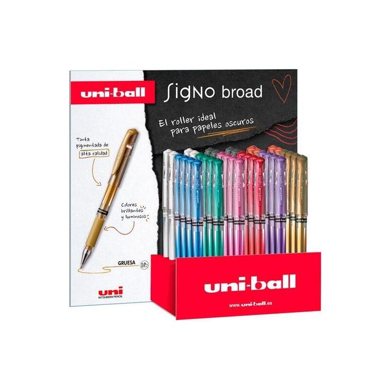uniball-rollerball-signo-broad-um-153-10mm-surtido-metalico-expositor-36-ud