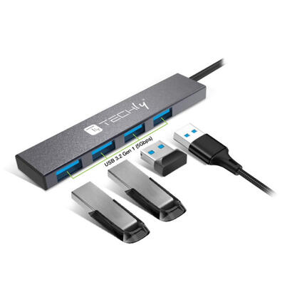 techly-usb-a-32-hub-with-4-usb-a-ports-5gbps-slim-metal