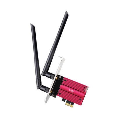 cudy-adaptador-de-red-pcie-tribanda-wifi-7-be9300-bluetooth-54-disipador-termico-negrorojo