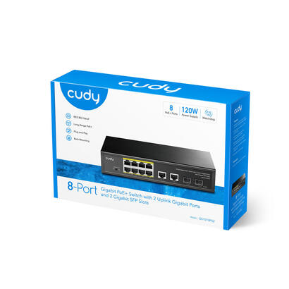 cudy-gs1010ps2-switch-no-administrado-gigabit-ethernet-101001000-energia-sobre-ethernet-poe-negro