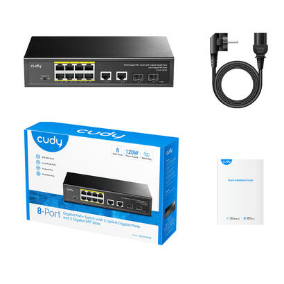 cudy-gs1010ps2-switch-no-administrado-gigabit-ethernet-101001000-energia-sobre-ethernet-poe-negro