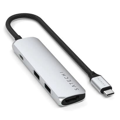 satechi-4-w-1-usb-c-slim-multiport-4k-usb-c-usb-c-4k-hdmi-2x-usb-a-srebrny
