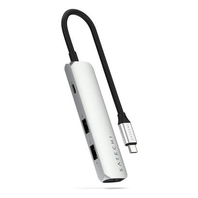 satechi-4-w-1-usb-c-slim-multiport-4k-usb-c-usb-c-4k-hdmi-2x-usb-a-srebrny