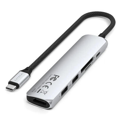 satechi-6-w-1-usb-c-slim-multiport-usb-c-usb-c-2x-usb-a-4k-hdmi-czytnik-kart-microsd-srebrny
