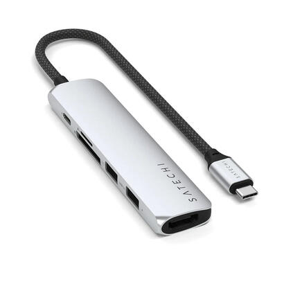 satechi-6-w-1-usb-c-slim-multiport-usb-c-usb-c-2x-usb-a-4k-hdmi-czytnik-kart-microsd-srebrny