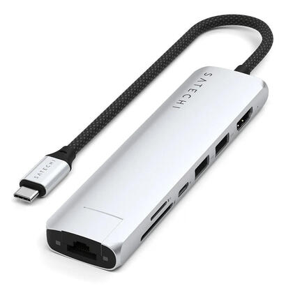 satechi-7-w-1-usb-c-slim-multiport-adapter-ethernet-usb-c-pd-2x-usb-a-hdmi-4k-ethernet-czytnik-kart-microsd-srebrny