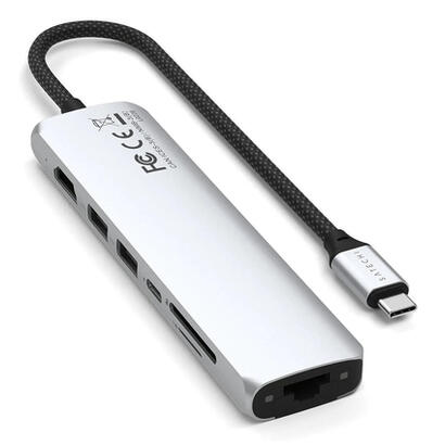 satechi-7-w-1-usb-c-slim-multiport-adapter-ethernet-usb-c-pd-2x-usb-a-hdmi-4k-ethernet-czytnik-kart-microsd-srebrny