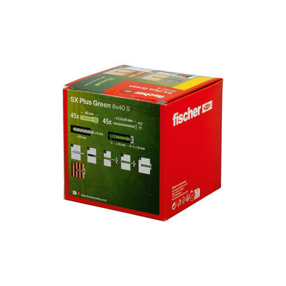 fischer-567814-tornillo-de-anclaje-y-taco-45-piezas-juego-de-enchufes-de-pared-y-tornillos-40-mm