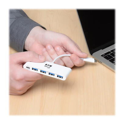 eaton-tripp-lite-4-port-usb-c-hub-with-power-delivery-usb-c-to-4x-usb-a-ports-usb-30-white