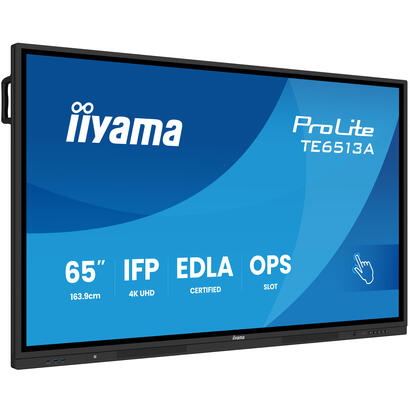 pantalla-interactiva-65-edla-android-14-8128gb-uhd-ips-mm-2x-20w-20w-subwr-2x-hdmi-dp-2x-usb-c-450cdm-horiz-media-play-usb-ports