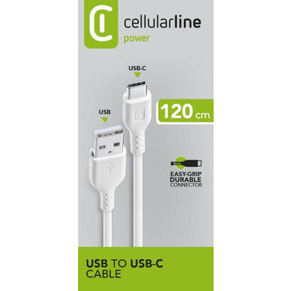 cable-cellularline-power-data-12-m-usb-a-typ-c-blanco