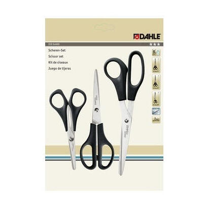 dahle-home-pack-de-3-tijeras-de-acero-inoxidable-13-15-y-20cm-hojas-afiladas-mangos-en-plastico-abs-negro