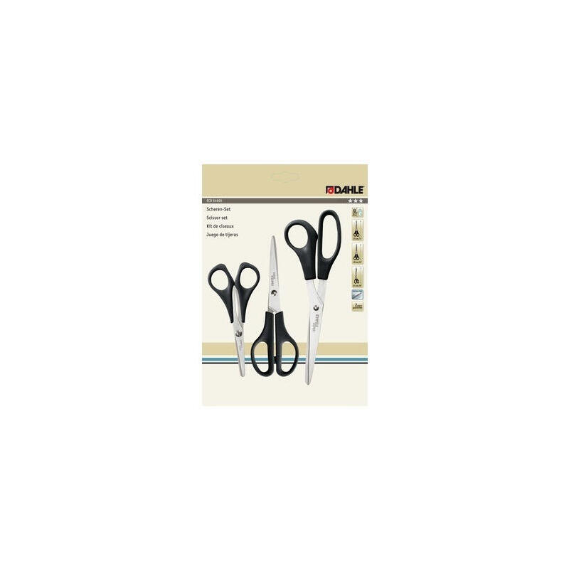 dahle-home-pack-de-3-tijeras-de-acero-inoxidable-13-15-y-20cm-hojas-afiladas-mangos-en-plastico-abs-negro