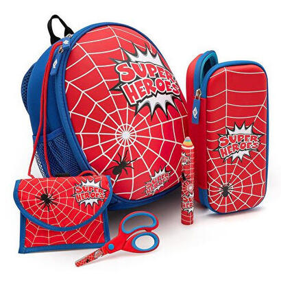wedo-kinder-rucksack-spider-netztaschen-innen-aussen-rot