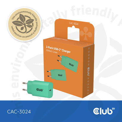 club3d-lifemyle-cargador-usb-c-30watt-2mk-verde-retail