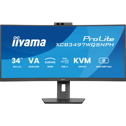 monitor-iiyama-34-prolite-xcb3497wqsnph-b1-led-negro-matt-uwqhd-va-curvado-kvm-hub-usb-usb-c-webcam-120hz-panel-xcb3497wqsnph-b1