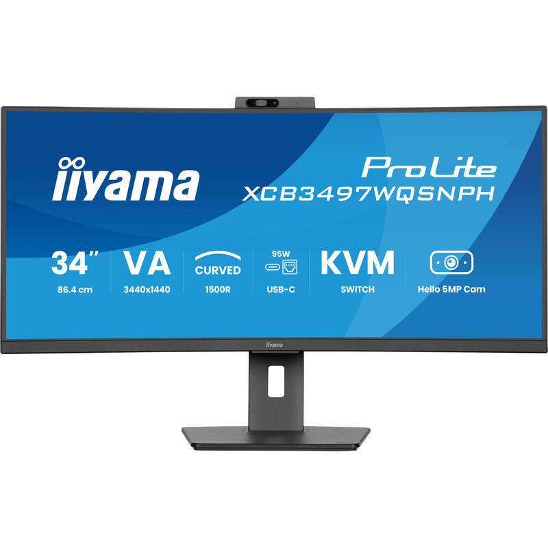 monitor-iiyama-34-prolite-xcb3497wqsnph-b1-led-negro-matt-uwqhd-va-curvado-kvm-hub-usb-usb-c-webcam-120hz-panel-xcb3497wqsnph-b1